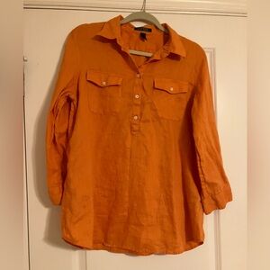 Ralph Lauren Relaxed Fit Linen Roll Tab–Sleeve Shirt Size Large